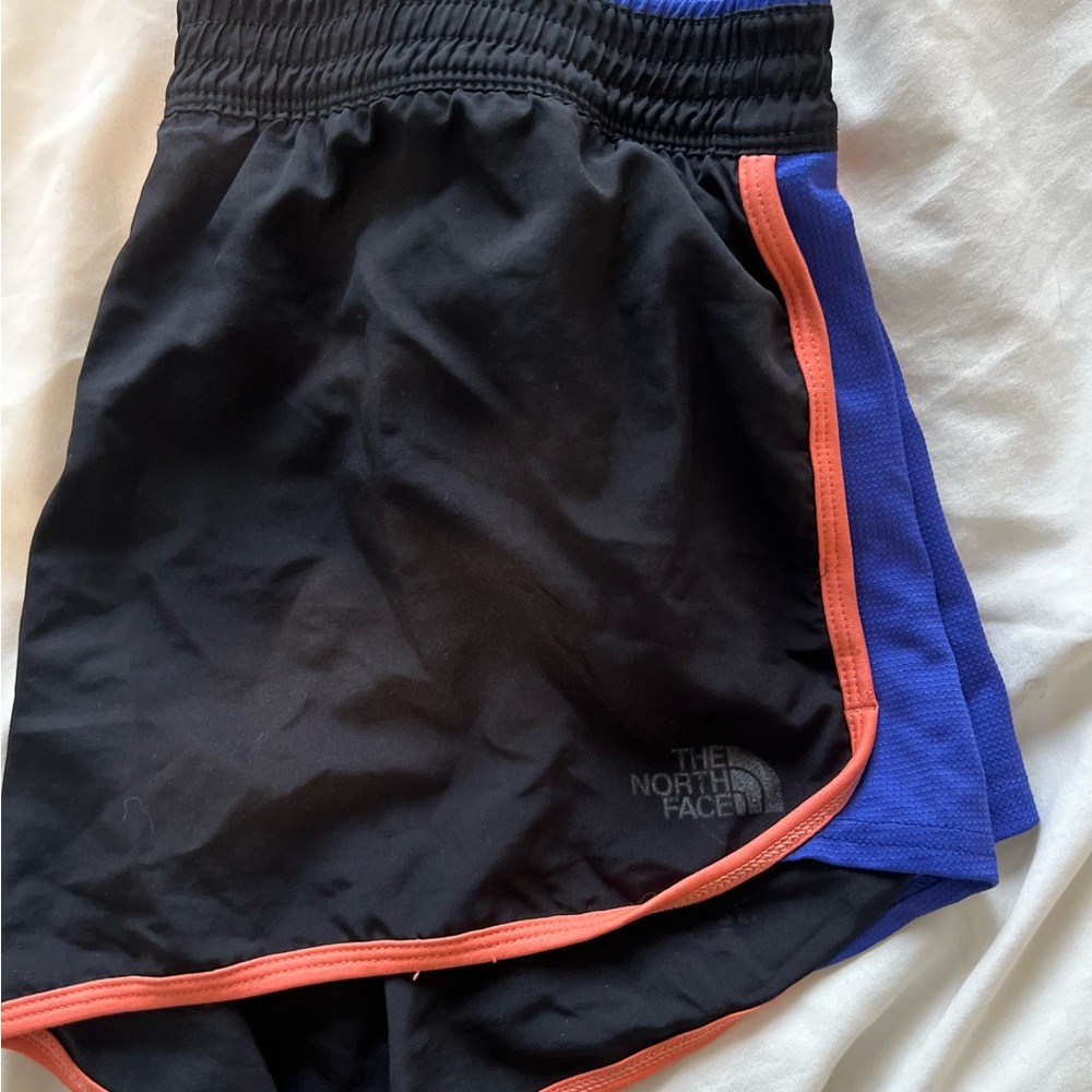 The North Face Black Shorts with Blue and Orange Accents